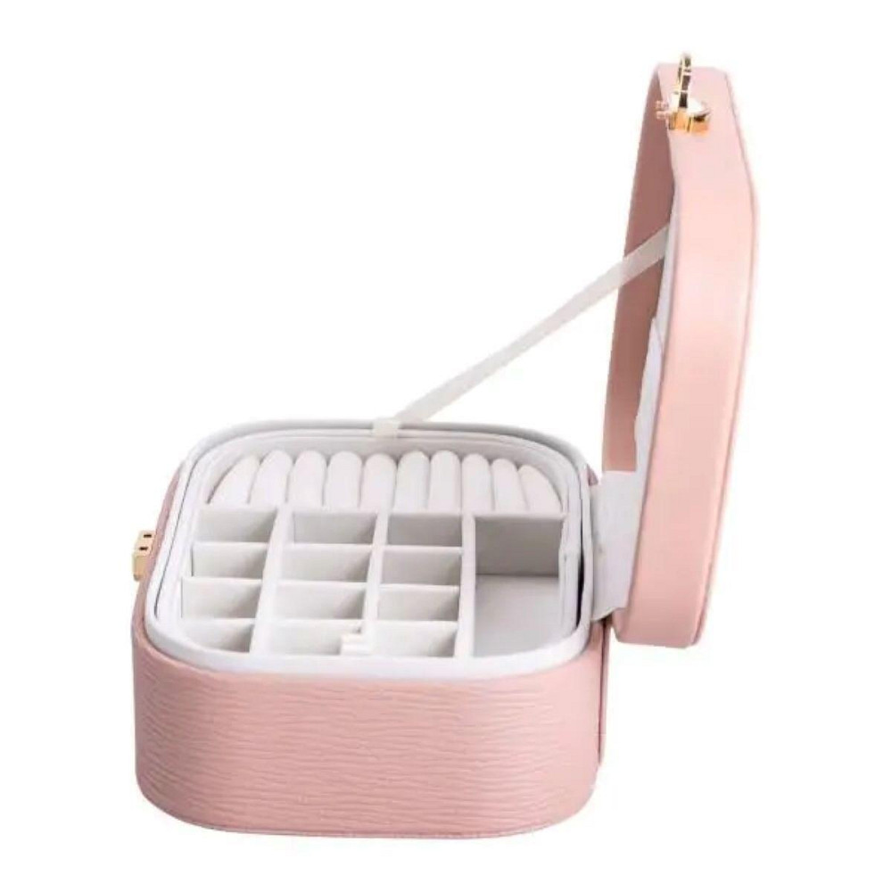 Скринька для прикрас з еко шкіри 2 яруси із замком органайзер для ювелірних виробів HP-5-1P Київ - фото 4