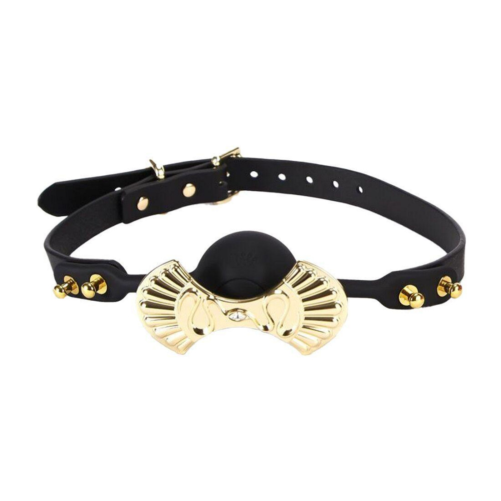 Розкішний силіконовий кляп Zalo Silicone Ball Gag Black, кристал Swarovski, шкіряний ремінець Sex Aura Київ - фото 1