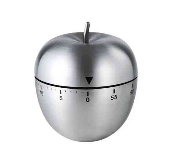 Таймер механічний для кухні "Яблуко", таймер металевий, зворотній відлік, сріблястий, металевий, розмір 6,2*7,5 см Київ