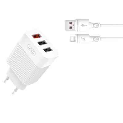 Зарядний пристрій XO 1xUSB QC3.0 18W + 2xUSB 2.4A + cable USB-C white (L72-TC-WH) Вінниця