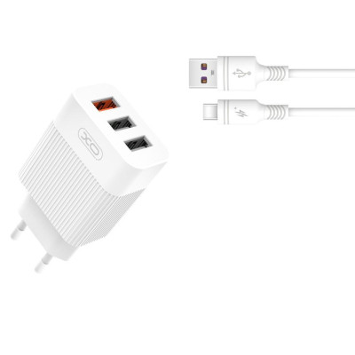 Зарядное устройство XO 1xUSB QC3.0 18W + 2xUSB 2.4A + cable USB-C white (L72-TC-WH) Винница - изображение 2