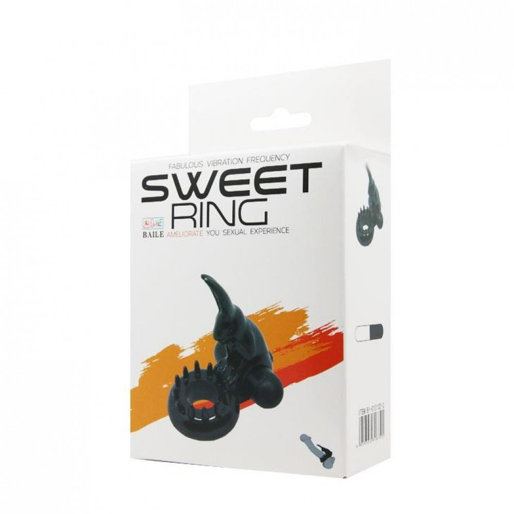 Кільце ерекційне з вібрацією BAILE Sweet ring, чорне Sex Aura Київ - фото 7