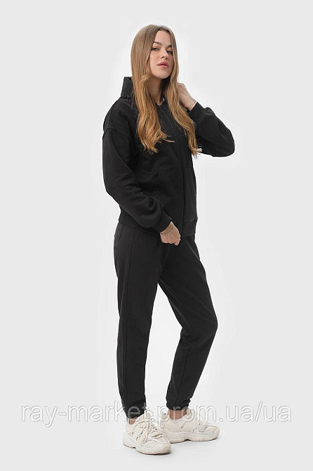 Костюм жіночий худі на блискавці та штани чорний RAY PREMIUM LOOSE U0809 (U0809W-Black) M Київ - фото 3