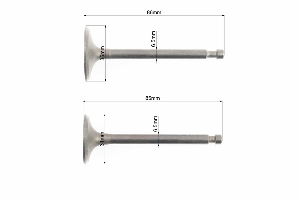 Клапан впускний (h-86; D-35; d-6,5), випускний (h-85; D-31; d-6,5) к-кт 2шт 182F/188F Київ - фото 2