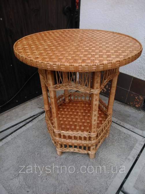 Плетений круглий стіл з полицею Київ - фото 8