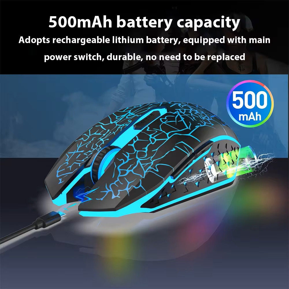 Беспроводная игровая мышка Qukam RGB подсветка USB Charge бесшумная со встроенным аккумулятором Black Запорожье - изображение 3