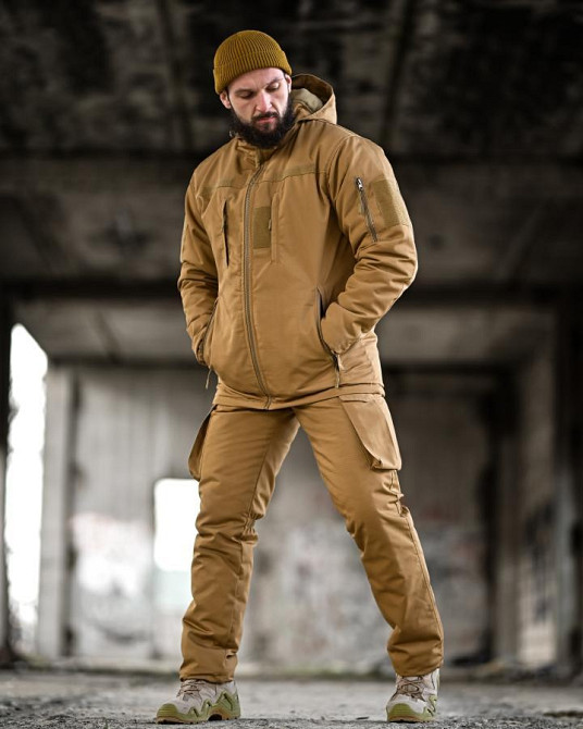 Зимний тактический мужской костюм койот куртка штаны на синтепоне с подтяжками теплый закрывает поясницу 54 р Одесса - изображение 4