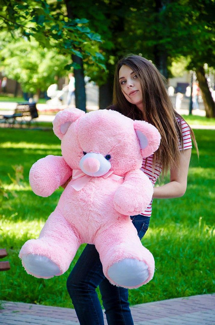 Плюшевий ведмедик М'яка іграшка Томии 100 см Рожевий Тернопіль - фото 5