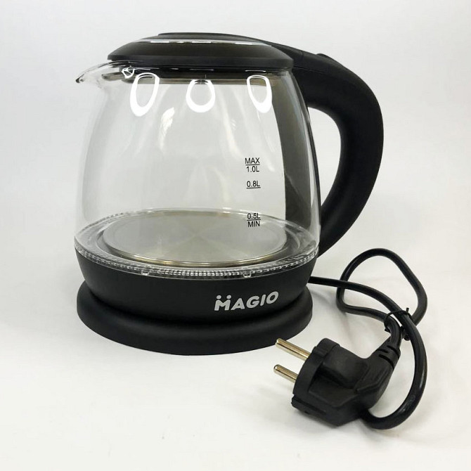 Стеклянный электрочайник с встроенной подсветкой Magio МG-496 1 л 900 Вт, Чайник електро UX-47 Львов - изображение 5