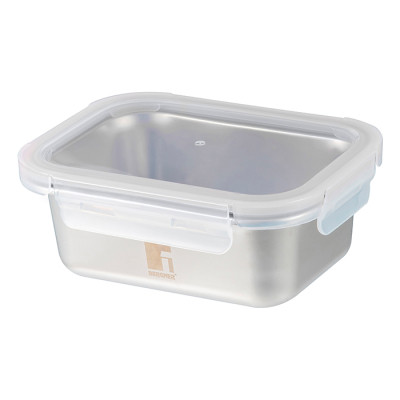 Харчовий контейнер Bergner Go Lovers з нержавіючої сталі прямокутний 1,25 л (BG-36311-GY) Вінниця - фото 1