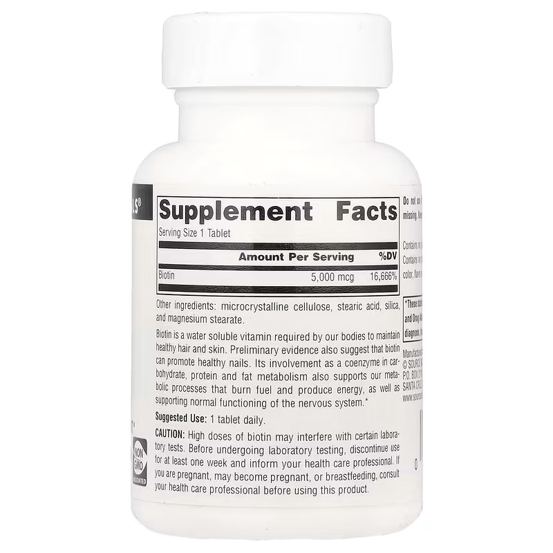 Біотин Source Naturals Biotin 5000 mcg 60 Tablets Луцьк - фото 2