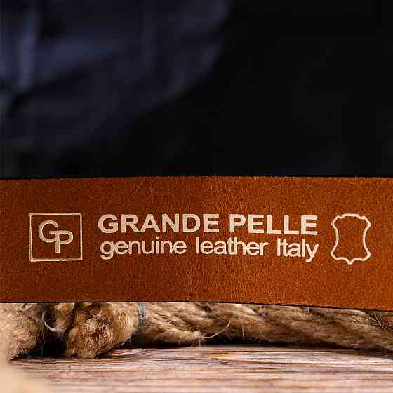 Ремінь для чоловіків у стилі мілітарі з натуральної шкіри Grande Pelle 21478 Коричневий Київ