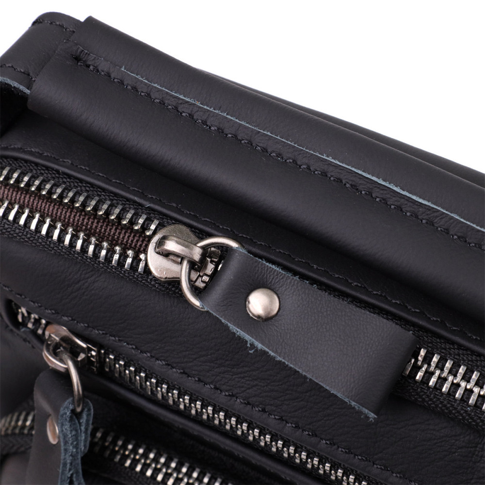 Деловая мужская сумка из натуральной кожи Черный (Vintage) Киев - изображение 10