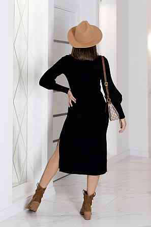 Элегантное ангоровое платье миди с разрезом Ellite 54-56, Черный Киев