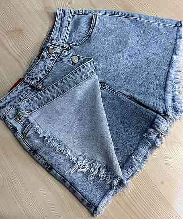 Шорты-юбка женские Vanver 218-239 на запах с пуговицами стрейчевые голубые, голубой, 31, 31, 87 см, 112 см Киев