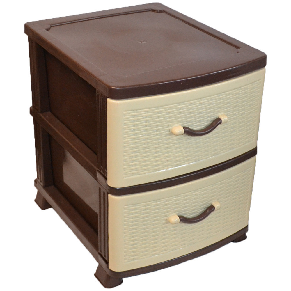 Комод пластиковий Efe Plastics 2 ящики 48х46х38 ротанг бежевий. Ефе пластик Одеса - фото 2