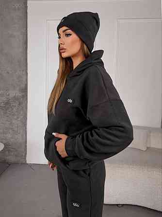 Жіночий стильний теплий костюм із флісу полар із шапкою Графіт, 46/48 Одеса