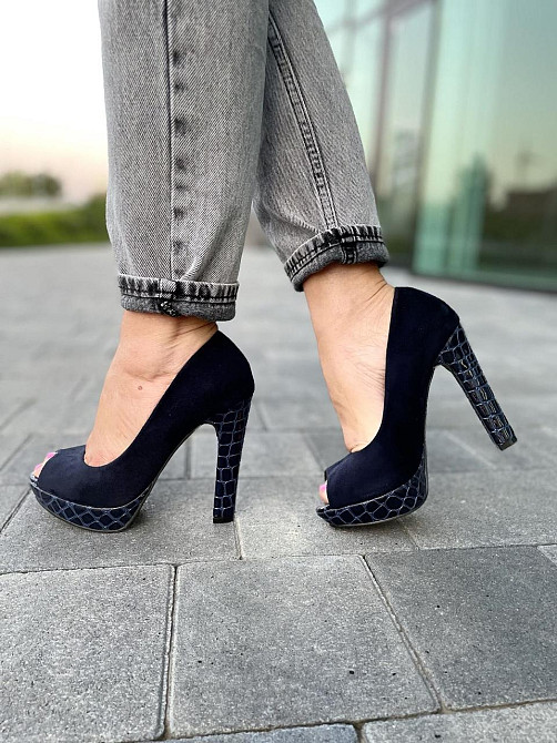 Туфлі жіночі F335 темно-сині еко-замш каблук 11см 36р. (2551) Коломыя - изображение 8