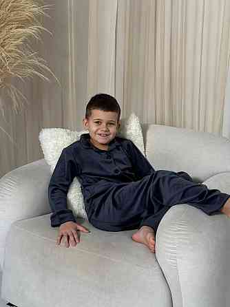 Дитяча велюрова тепла піжама дві кишені Графітовий ч/к 146-152 Харків