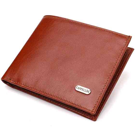 Чоловічий гаманець без застібки горизонтального формату з натуральної гладкої шкіри CANPELLINI 21762 Коричневий Київ