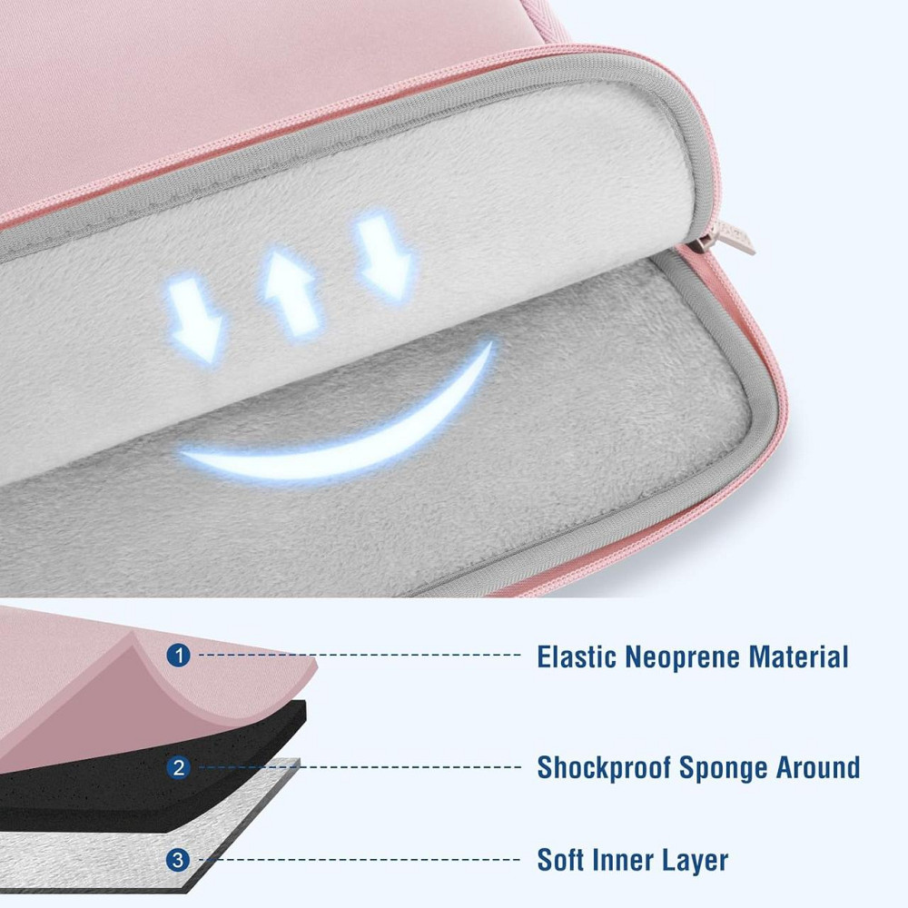Чохол для ноутбука Mosiso Laptop Sleeve Neoprene baby pink 11" 31x23x2 см водонепроникний флісовий тонкий Київ - фото 5