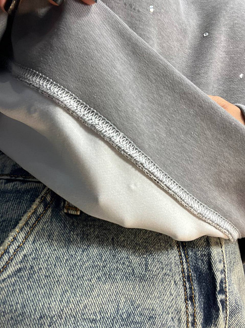 Світшот жіночий W 2950 широкий розсип камінців one size, сірий, one size Київ - фото 12