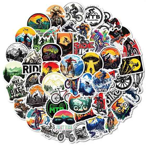 Набір вінілових наліпок з велосипедною тематикою – 50 шт Київ