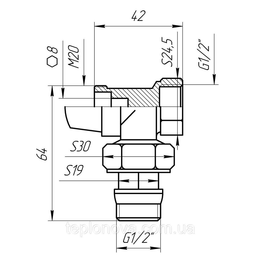 Кран радиаторный угловой Q PROFESSIONAL  1/2″ NV-QP5017 под термоголовку с уплотнителем Черновцы - изображение 2
