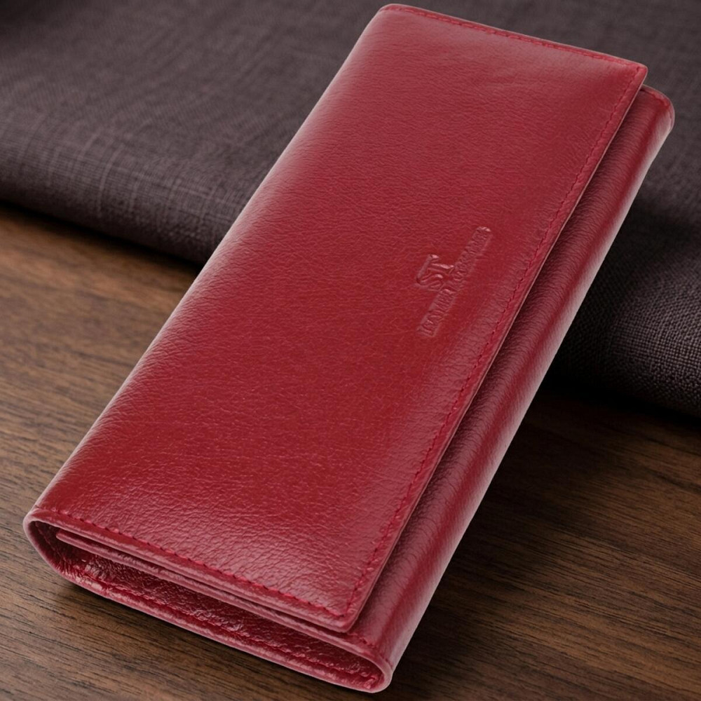 Элегантный кошелек у два сложения из натуральной кожи ST Leather 23065 Бордовый Киев - изображение 11