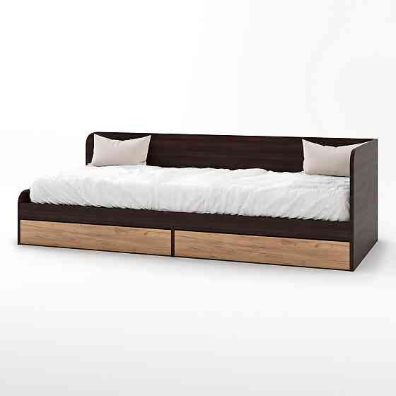 Односпальная кровать с ящиками Эверест Соната-800 80х190 см венге темный/дуб крафт золотой (DTM-2107) Львов