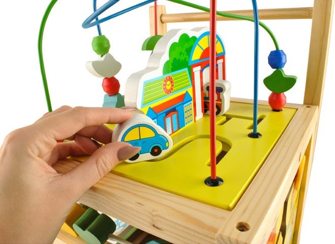 Детская Игрушка-толкатель многофункциональная с развивающим кубиком из дерева Kruzzel (22606) Нововолынск - изображение 8