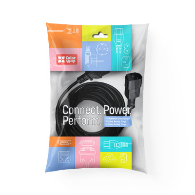 Кабель живлення C13 to C14 1.8m black ColorWay (CW-CBP087-BK) Вінниця - фото 7