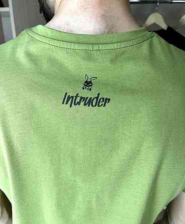 Чоловіча футболка Intruder Bunny бавовна c лого та написом класична однотонна Туреччина олива Одеса