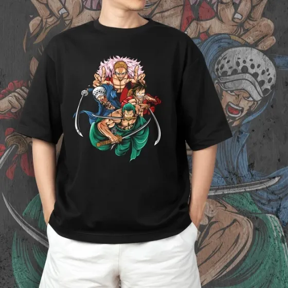 Футболка для підлітка хлопчика з принтом Ван Пис Луффі, Зоро, Трафальгард, Дофламінго Розмір 160 Anime10169 Дніпро