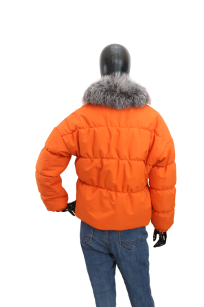 Демисезонная женская куртка з меховым воротним Оранжевый 42 Харьков