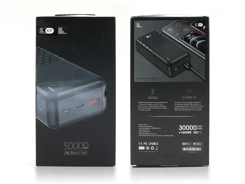 Зовнішній акумулятор Power Bank KP KP-33 30000 мАг, 22,5 Вт, швидка зарядка для смартфонів, планшетів та гаджетів Одеса - фото 8