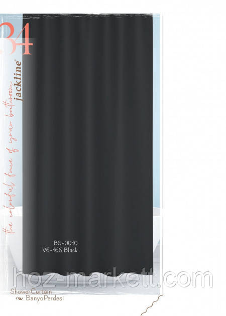 Тканинна шторка для душу Jackline 180 х 200 см Туреччина чорна Харків - фото 1