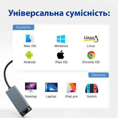 Переходник USB 3.0 to RJ45 Gigabit Lan Dynamode (DM-AD-GLAN) Винница