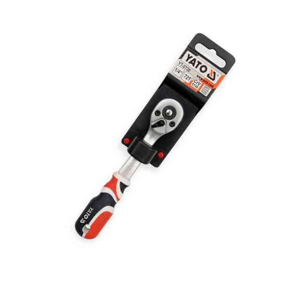 Тріска з квадратом 1/4" 72 зуба 155 мм CrV вигнута ручка Мукачево