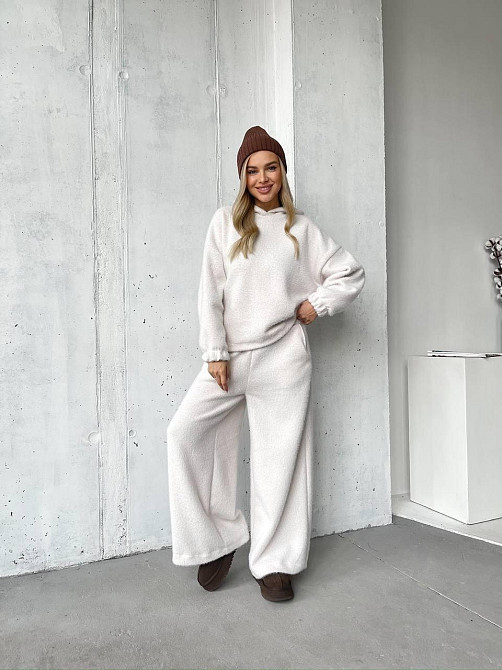 Женский теплый уютный костюм двойка из альпаки Белый, 46/48 Одесса - изображение 2