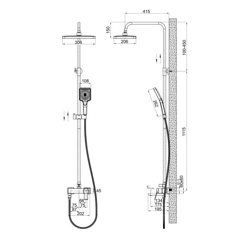 Душова система універсальна Qtap Arvin на три споживачі (з виливом) QTARV111CRM48643 Chrome Київ - фото 2