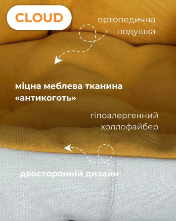 Лежак для собак і котів Markusha Cloud (Маркуша Клауд) Бежевий/Сірий Запоріжжя