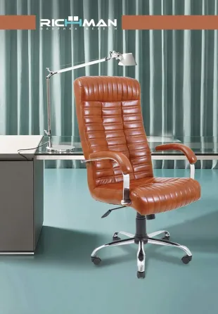 Офісне Крісло Керівника Richman Provence Titan Whiskey Хром М3 MultiBlock Коричневий Київ