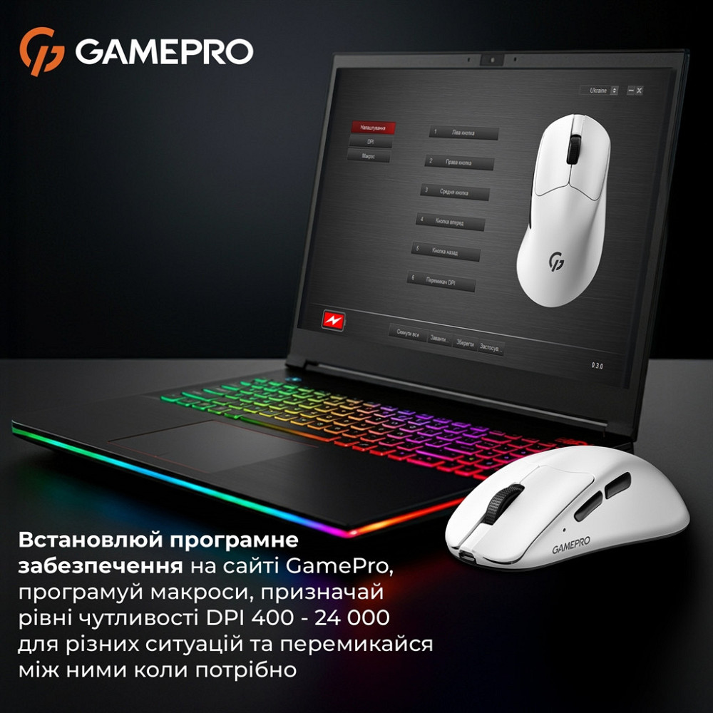 Миша бездротова GamePro Genesis Avenger White (GM096W) ( Білий ) Харків - фото 14
