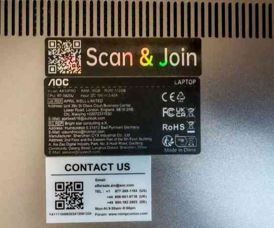 Ноутбук AOC AceMagic AX16 pro (16/512, Ryzen 7 5700U, Full HD IPS) Київ