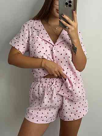 Піжама жіноча шорти і сорочка муслінова Суничка L Харків