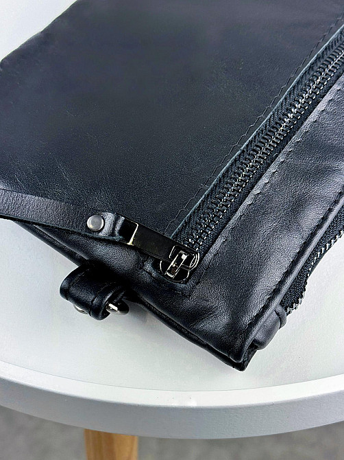 Кожаный клатч из натуральной гладкой кожи SKILL (Черный) Сумы - изображение 6