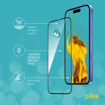 Стекло защитное Piko Full Glue Apple iPhone 16 Plus Black (1283126593390) Винница