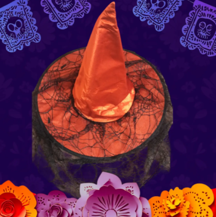 Шапка ведьмы с вуалью Хэллоуин one size красно-черный Киев