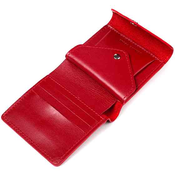 Яркий женский кошелек из глянцевой натуральной кожи GRANDE PELLE 16815 Красный Киев